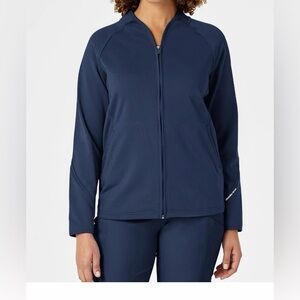 WonderWink Layers Women's Fleece Full Zip Navy Scrub Jacket in Navy M
